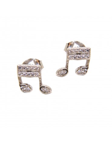 Orecchini argento 925 a forma di note musicali, con zirconi