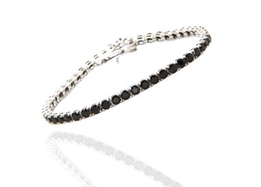 NALBORI cavigliera o bracciale tennis argento 925 zircone nero 3 mm