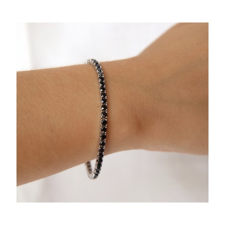 NLB|cavigliera o bracciale tennis indossato argento 925 zircone nero 3 mm NALBORI