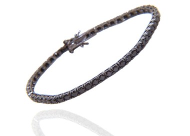 NLB|Tennis anklet bracelet in 925 silver ruthenium black zircons