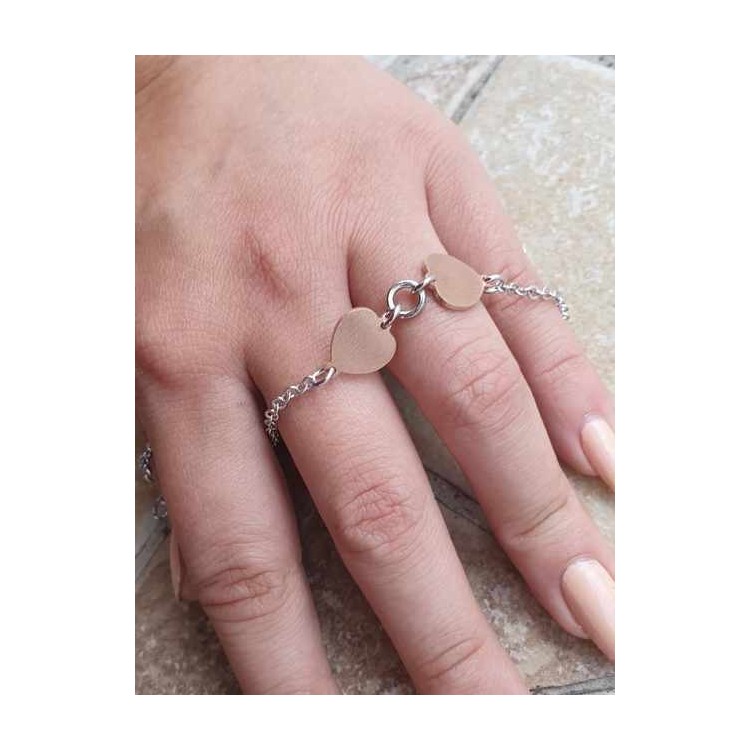 NLB|Bracciale Argento 925 donna NALBORI con cuori rosa baciati 17-19,50
