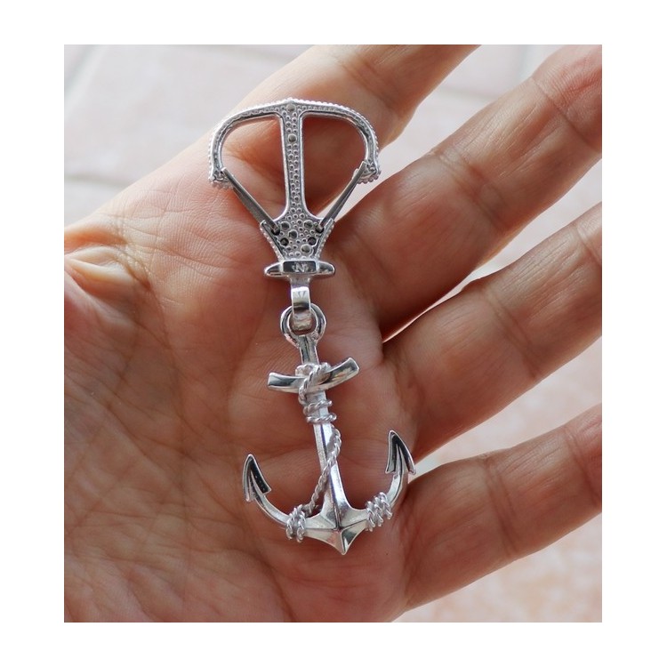 NLB|Keyrings man or woman KeyRing anchor double handmade, all solid 925 16.40 g