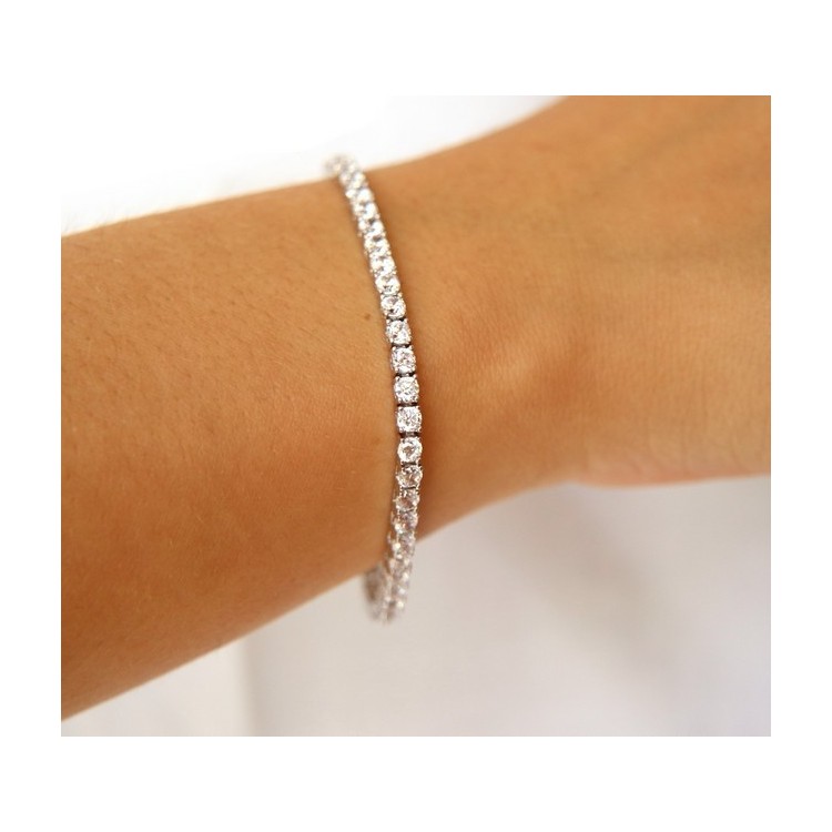 NLB|925: Tennis Bracelet With White Zircon 3mm claw men woman