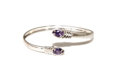 NALBORI | Bracciale argento 925 schiava  contrarie' zirconi viola 4 griffe (NBRA40)