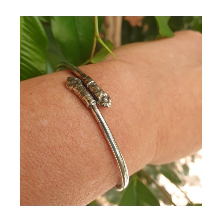 NLB|SILVER 925: Bracelet man or woman slave opened SNAKE burnished - Symbols of Nalbori