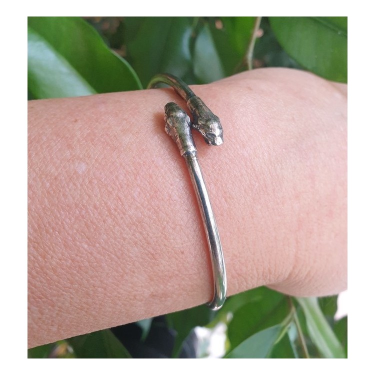 NLB|SILVER 925: Bracelet man or woman slave opened PUMA burnished - Symbols of Nalbori