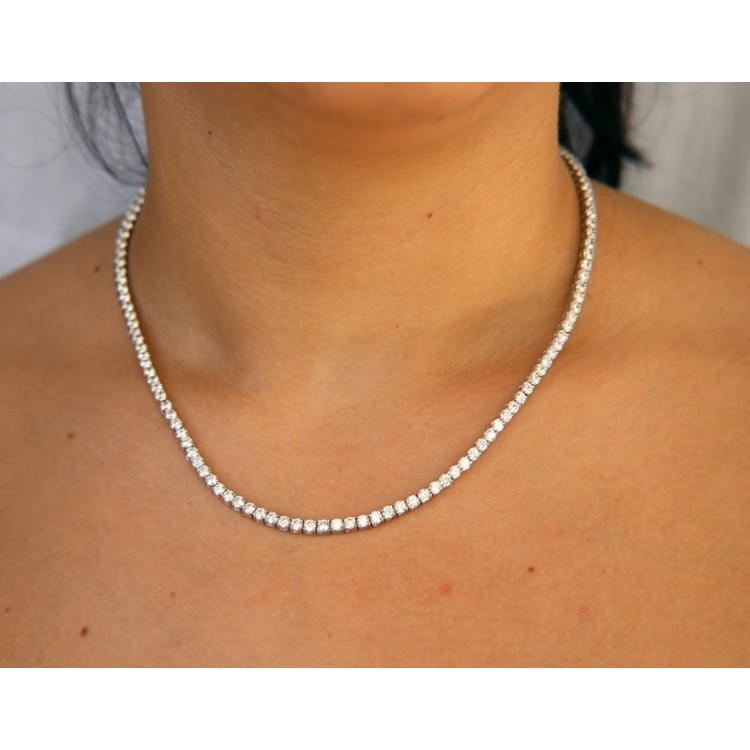 nalbori Argento 925 : Collana Collier donna modello Tennis con zirconi bianchi griffe 3 mm taglio brillante
