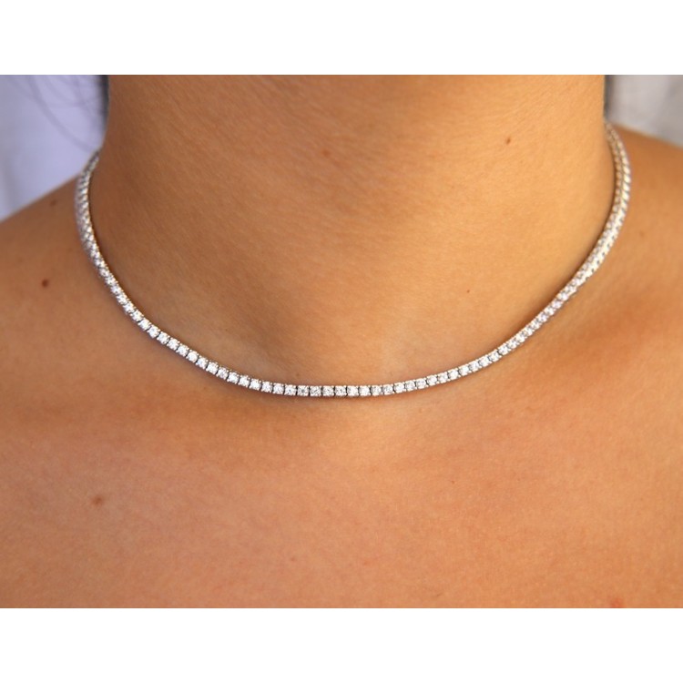 NLB|Argento 925 : Collana Collier donna modello Tennis con zirconi bianchi griffe 2 mm taglio brillante