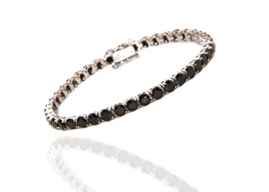 NLB|NALBORI 925 silver tennis bracelet with 4 mm prong black zircons + sizes