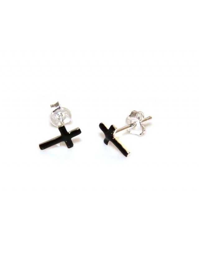 nalbori orecchini croci smalto nero argento 925 nalbori orecchini croci smalto nero argento 925