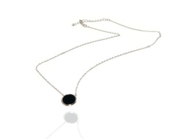 NALBORI collier donna argento 925 onice nero bottone 12,5 mm