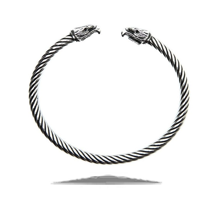 NLB|Cable bracciale aperto argento 925 con aquila N1403 NALBORI