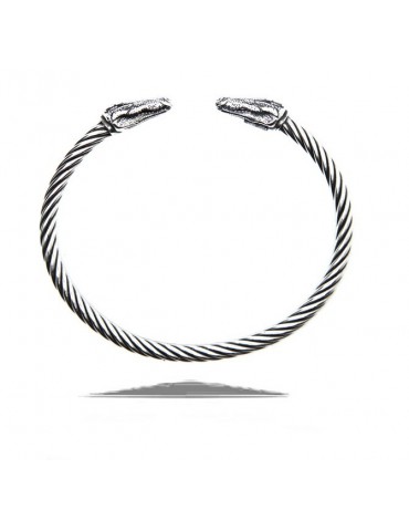 Cable line by NALBORI, semi-rigid sterling 925 bracelet crocodile