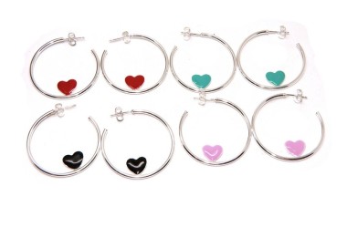 NLB|orecchini argento 925 a cerchio con cuore smaltato 3,5 cm di NALBORI colorati
