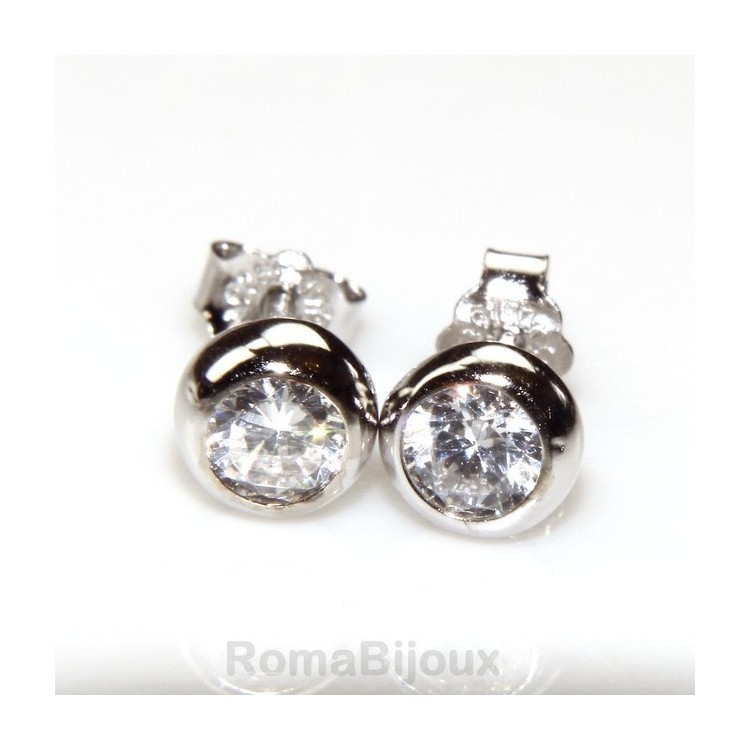 NLB|Silver 925 : earrings woman man onion 4 mm cubic zirconia