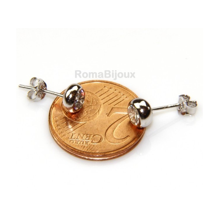 NLB|Argento 925 : orecchini donna uomo cipollina 4 mm zirconi bianchi