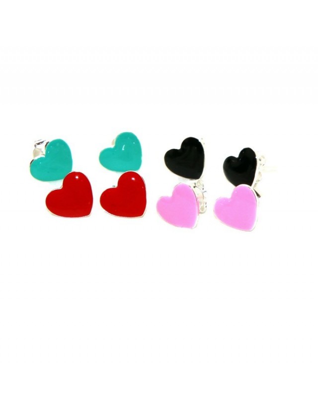orecchini argento 925 con cuore smaltato 10mm di NALBORI orecchini argento 925 con cuore smaltato 10mm di NALBORI