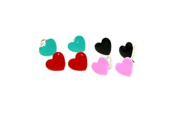 NLB|925 silver earrings with enameled heart 10mm