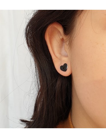 925 silver earrings with enameled heart 10mm