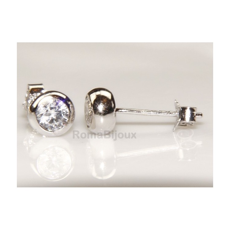 NLB|Silver 925 : earrings woman man onion 4 mm cubic zirconia