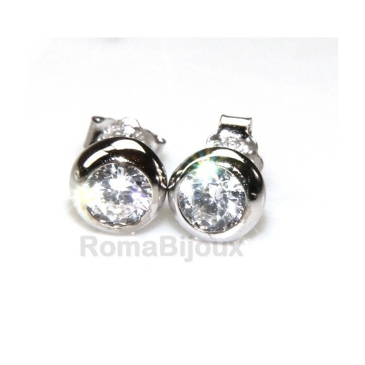 NLB|Argento 925 : orecchini donna uomo cipollina 4 mm zirconi bianchi