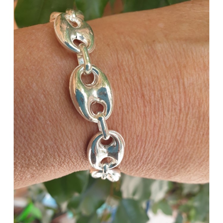 NALBORI Bracciale Argento 925 maglia marina vuota 13x18 N1413