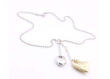 NLB|ARGENTO 925: Girocollo palline diamantate Faux Saliscendi con Ciondolo Cuore Giallo