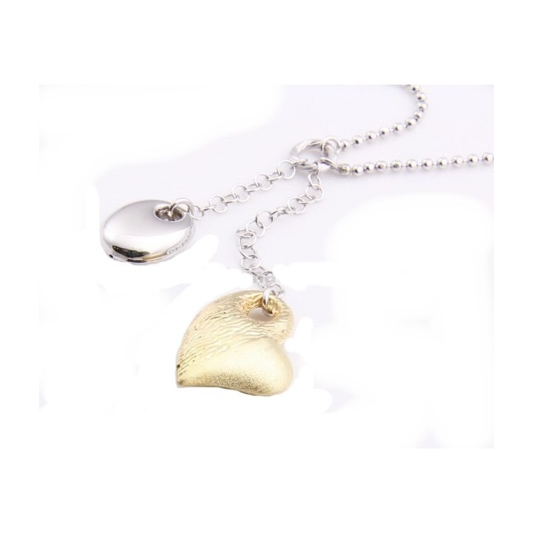 NLB|ARGENTO 925: Girocollo palline diamantate Faux Saliscendi con Ciondolo Cuore Giallo