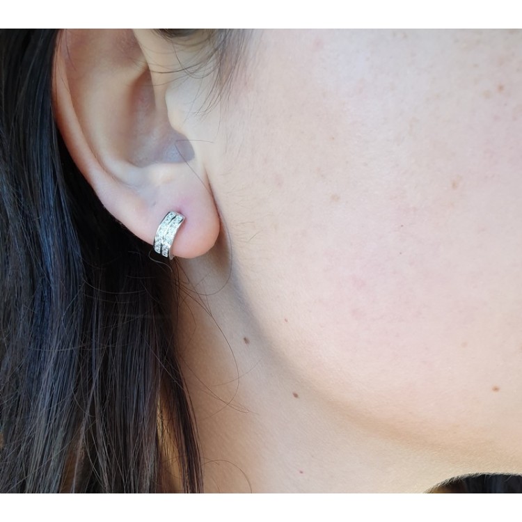 NLB|925: micro hoop earrings man woman anelle bushings with 2 cubic zirconia 11mm files