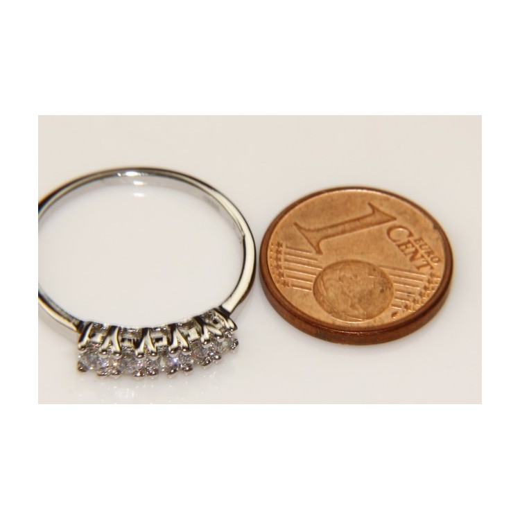 NLB|Argento 925 Rodiato : anello donna riviera con 5 zirconi bianchi da 2.5 mm