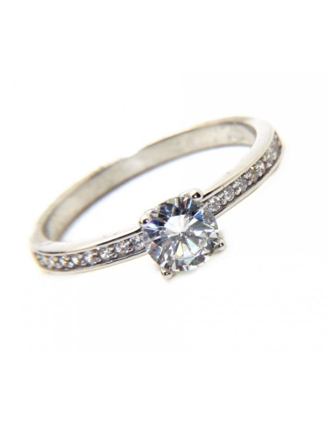 Anello argento 925 solitario 5 mm con mezza riviera - N942274 Anello argento 925 solitario 5 mm con mezza riviera - N942274
