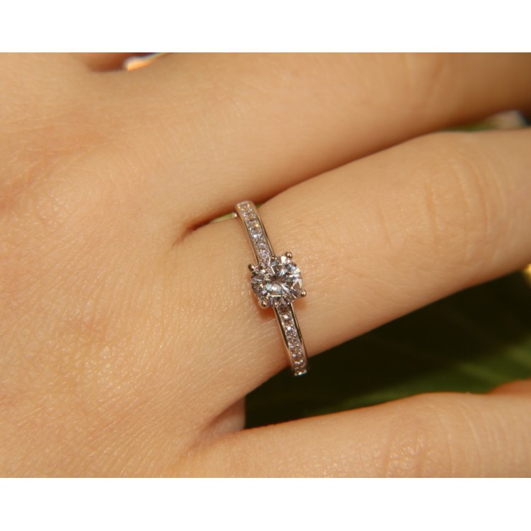 NLB|Anello argento 925 solitario 5 mm con mezza riviera - N942274