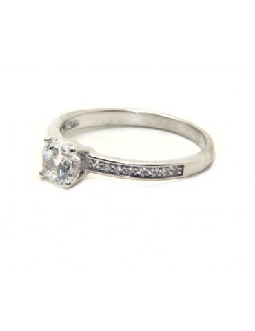 Anello argento 925 solitario 5 mm con mezza riviera - N942274