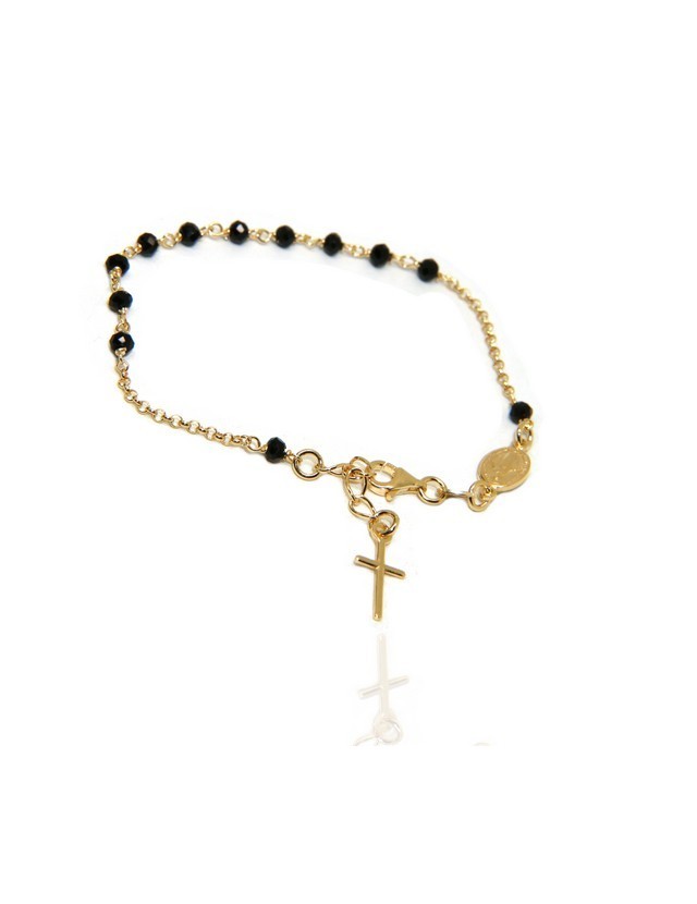 NALBORI Rosary bracelet in 925 silver plated yellow gold with cross pendant NALBORI Rosary bracelet in 925 silver plated yellow gold with cross pendant