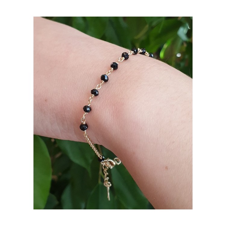 NALBORI Rosary bracelet in 925 silver plated yellow gold with cross pendant