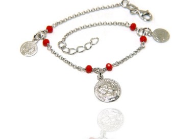 NALBORI Woman bracelet Silver 925 red crystal ancient coin