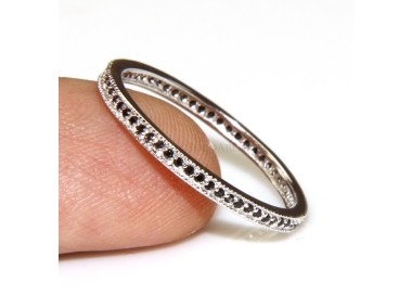NLB|Argento 925 Rodiato : Eternity fedina uomo donna tutto giro zirconi microsetting nero da 0,5 mm taglio brillante