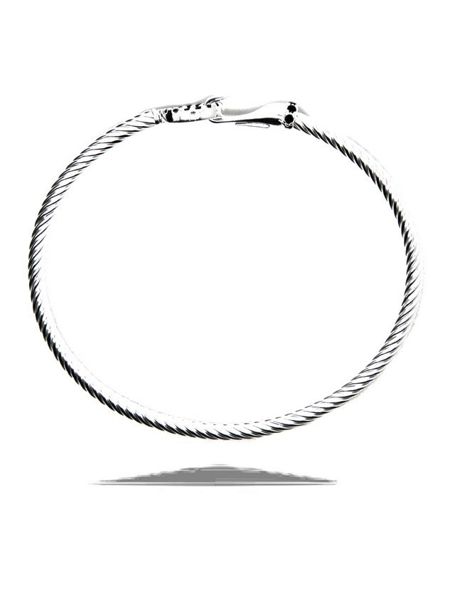Cable bracciale argento 925 gancio circolare e zirconi neri NALBORI Cable bracciale argento 925 gancio circolare e zirconi neri NALBORI