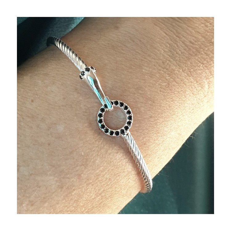 NLB|bracciale rigido indossato argento 925 e zirconi per uomo e donna marca NALBORI