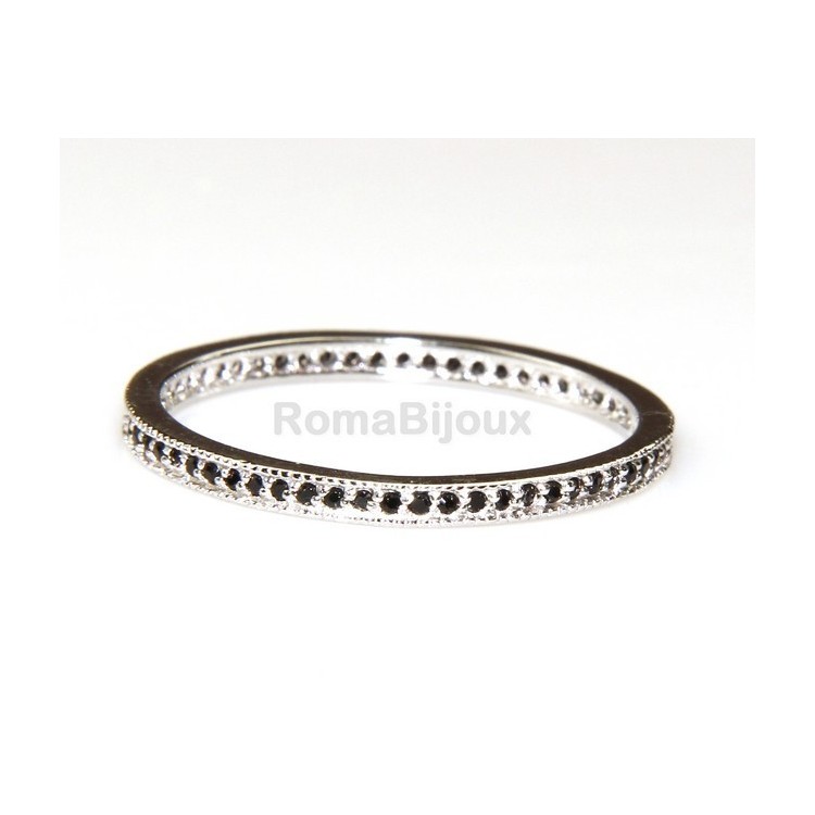 NLB|Argento 925 Rodiato : Eternity fedina uomo donna tutto giro zirconi microsetting nero da 0,5 mm taglio brillante