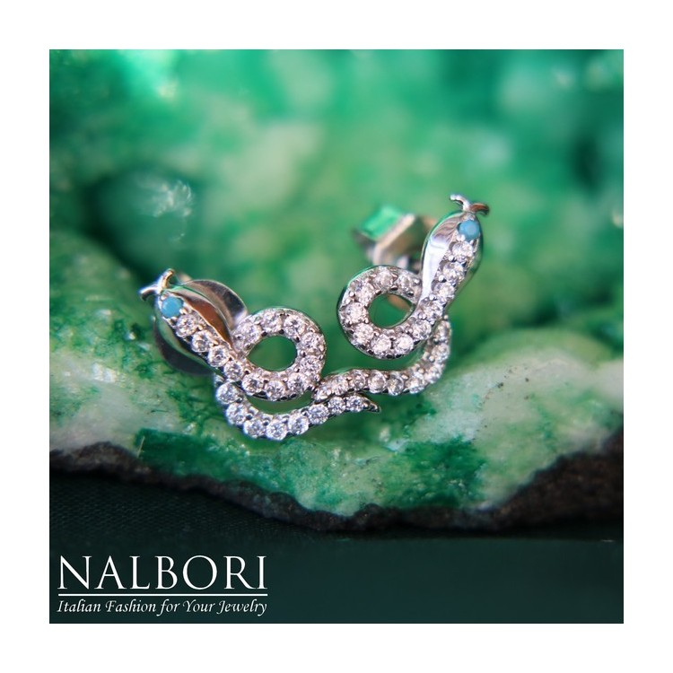 NLB|orecchini argento 925 serpenti con zirconi contrariè