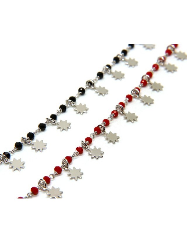NALBORI 925 Silver bracelet with red or black sun pendants NALBORI 925 Silver bracelet with red or black sun pendants