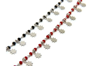 NALBORI 925 Silver bracelet with red or black sun pendants