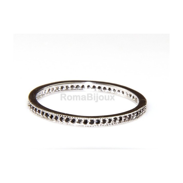 NLB|Argento 925 Rodiato : Eternity fedina uomo donna tutto giro zirconi microsetting nero da 0,5 mm taglio brillante