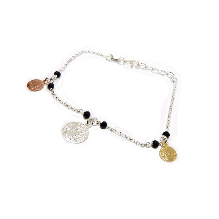 NALBORI Bracelet Silver 925 coin pendants in 3 colors of gold