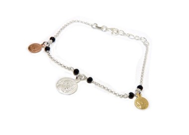 NALBORI Bracelet Silver 925 coin pendants in 3 colors of gold