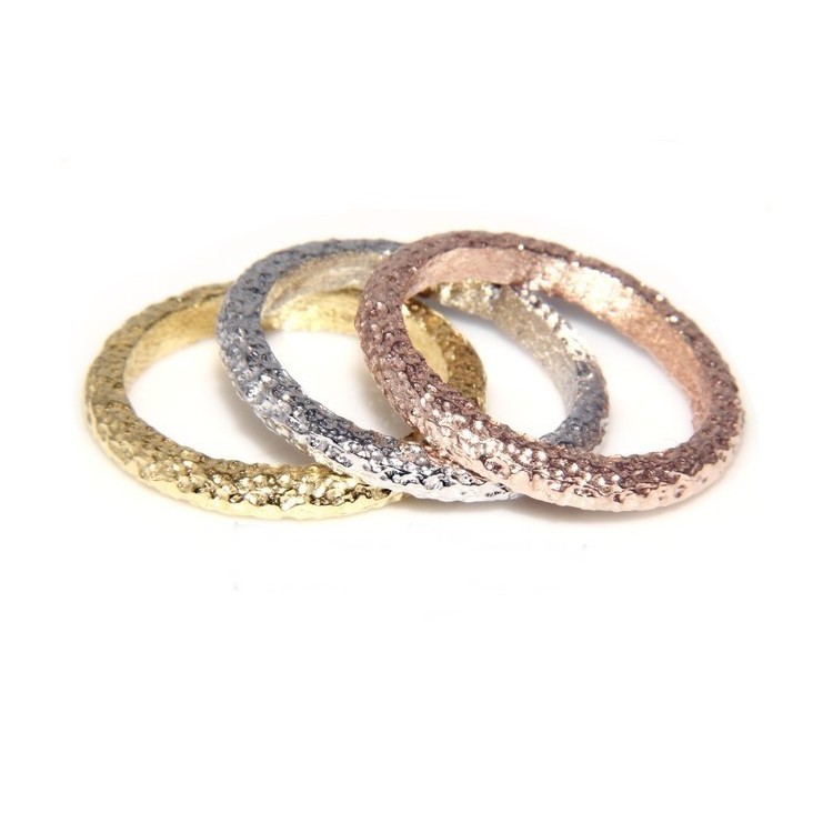NLB|Argento 925 Italiano : anello fusione 3 colori (oro bianco giallo rosa) diamantato
