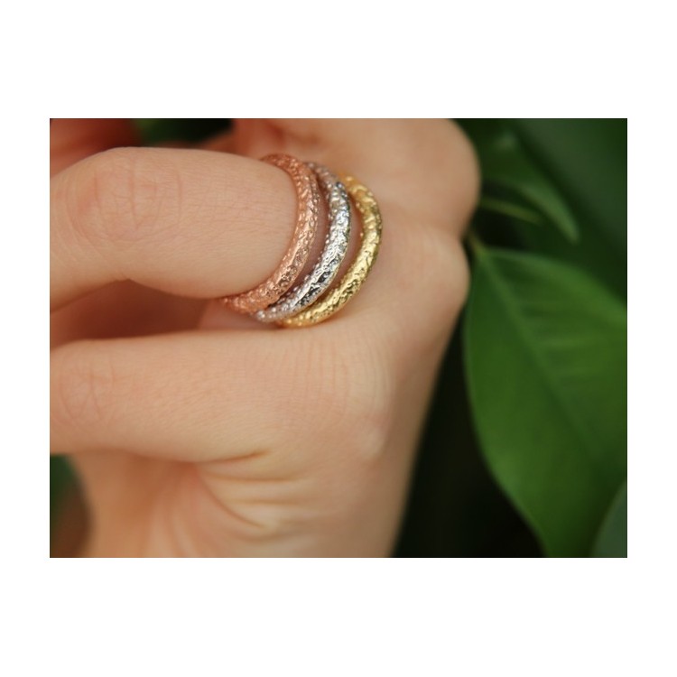 NLB|Argento 925 Italiano : anello fusione 3 colori (oro bianco giallo rosa) diamantato
