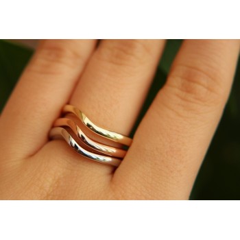 NLB|3 anelli argento 925 onda in tre colori oro bianco giallo rosa donna