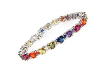 NLB|Tennis bracelet hearts zircons in 925 silver rainbow NALBORI woman
